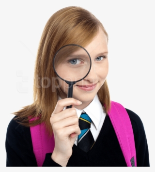 Download Young Girl Student Png Images Background - Girl With Magnifying Glass Png
