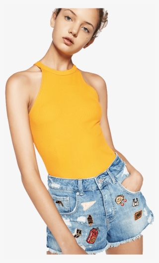 Brodé Fleurs Slim-fit Pants High Waist - Miniskirt