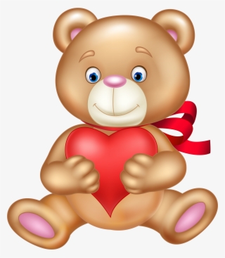Valentine Teddy With Heart Transparent Image - Bear With Sunglasses