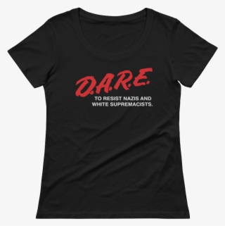 Dare To Resist Nazis Ladies Scoopneck Tee - Wwe Roman Reigns New Logo