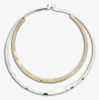 Hammered Double Hoop Earrings- Mix Metals - Bangle