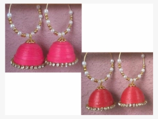 Paper Quilling Earrings Pink And Red Quilling Hanging - Body Jewelry