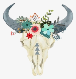 #bull #toro #skeleton #pngstickers #png #watercolor - Boho Bull Skull