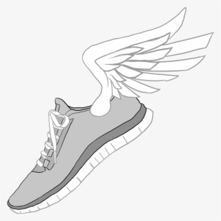 Nike Clipart Transparent - Shoe With Wings Drawing