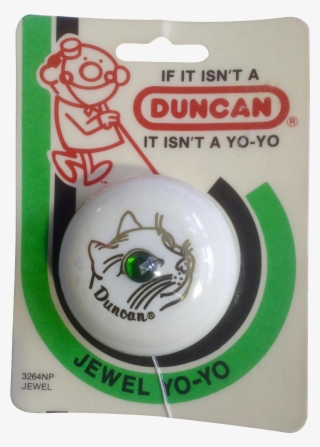 1986 Duncan Yo-yo Jewel Green Eye Gold Cat White Yoyo - Duncan Yoyo
