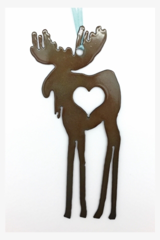 Patina Metal Moose Heart Ornament - Reindeer