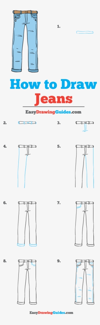 The Complete Jeans Drawing Tutorial In One Image - Draw Cute Pencil Step By Step