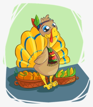Turkey, Indian, Corn, Apples, Cute, Smile, Color - Thanksgiving