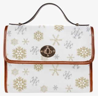 Silver And Gold Snowflakes On A White Background 2 - Handbag