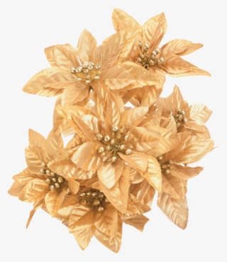 Adornos Luces Y Campanas De Navidad Png - Gold Christmas Flower Png