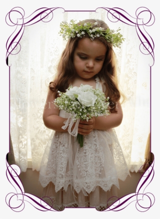 Andrea White Flower Girl Posy Flowers For Ever After - Loose Wedding Bouquets With Peonies