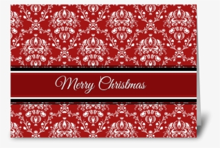 Merry Christmas Red Damask - Greeting Card