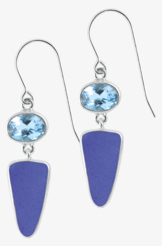 Blue Topaz & Blue Sea Glass Sterling Silver Earrings - Earrings