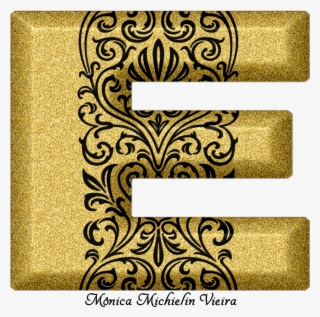 Alfabeto Glitter Dourado Com Ornamentos Png, Glitter - Motif