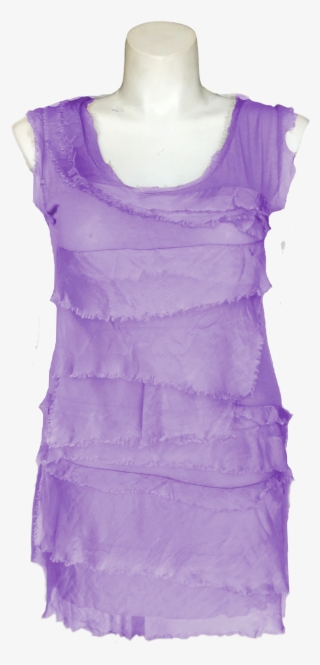 Silk Tunic With Torn Ruffle Edge Lilac - Cocktail Dress