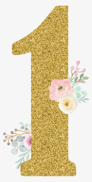 {grátis} Números Dourados Glitter - Numeros Florais Png