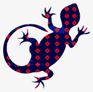 Abstract Red Diamond Blue Bodied Lizard White Background - Illustration