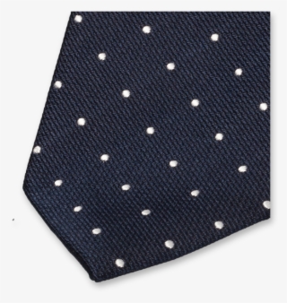 Navy Tie With White Dots - Polka Dot