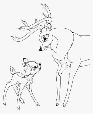 Drawn Bambi Head - Bambi Lineart