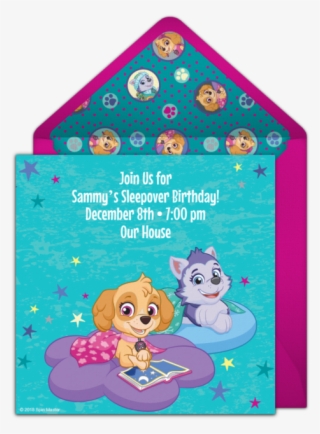 Paw Patrol Sleepover Online Invitation - Cartoon