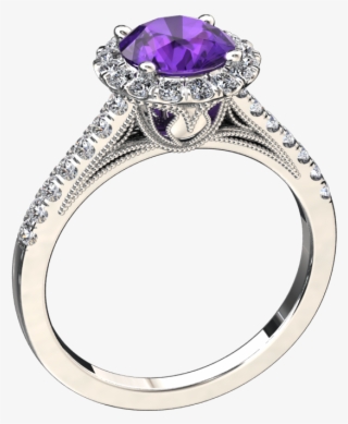 Natural Amethyst And Diamond Ring Style - Engagement Ring