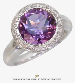 Center Mounted Round Brilliant Cut Amethyst, - Diamond