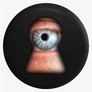 Eye Looking Through A Keyhole Jeep Camper Spare Tire - Invade Definition