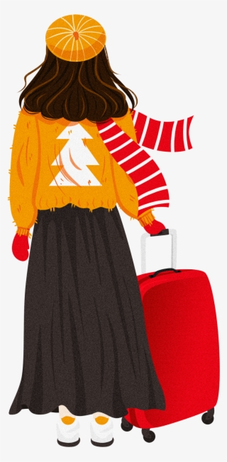 Girl New Year Baggage Home Png And Psd - Skirt
