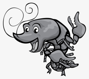 Grey Happy Crawfish Clip Art - Download