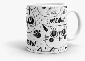 Black And White Cats Multi Pattern Coffee Mug - Cat Faces Pillow Case
