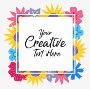 Abstract Creative Flowers Badge With Typography, Colorful, - Cornice Bicolor Blu E Azzurro 10 X 15 Cm