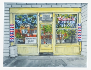 Vince's Barber Shopwatercolor By Josu Landaluce - Poster