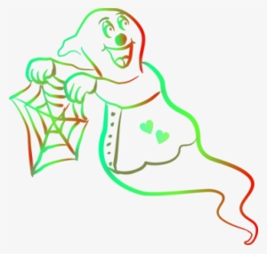 Spider Web Ghost Line Art - Clip Art