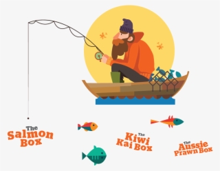 Man Fishing For Salmon Box - Мужик С Рыбой