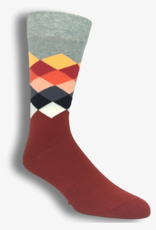 Grey, Red, And White Faded Diamond Socks By Happy Socks