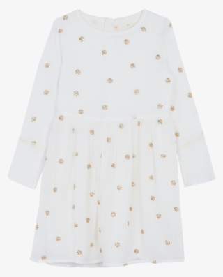 White Glitter Sequin Polka Dot Dress - Polka Dot