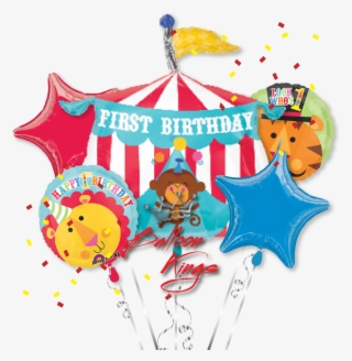 1st Birthday Circus Bouquet - Circus Foil Balloons