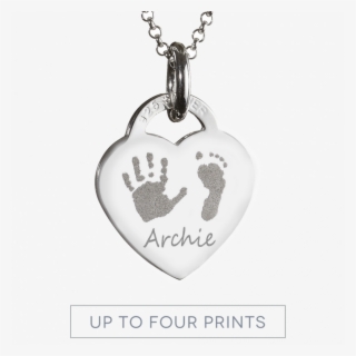 Engraved Handprint Or Footprint Heart Necklace Hand - Locket