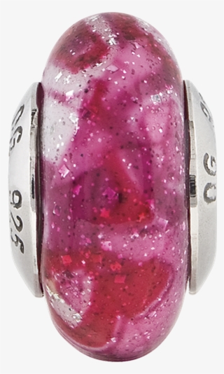 Sterling Silver Reflection Hot Pink And Glitter Overlay - Crystal