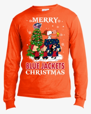 Merry Columbus Blue Jackets Christmas Snoopy Ugly Sweater - Calgary Flames Merry Christmas