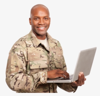 Soldier Holding Laptop - Typing