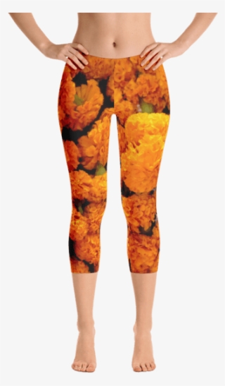 The Marigold Yoga Capris Are Printed With Beautiful - Cactus Leggings