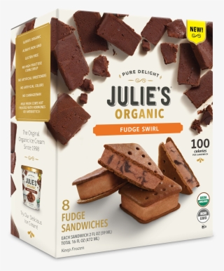 Fudge Swirl Ice Cream Square - Julie's Organic Ice Cream Sandwiches