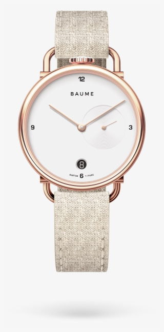 35mm Date Unisex Custom Watch Ronda Golden Case Linen - Analog Watch