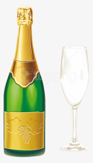 Free Png Champagne With Glass Png - Champagne Bottle Vector Png