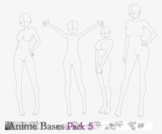 Large Size Of Human Body Base Drawing Images - Anime Base 5 People