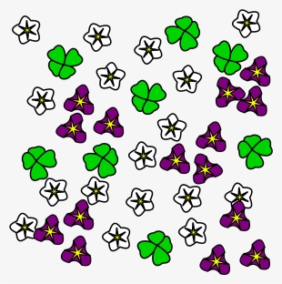Wild Flowers In White, Green And Purple