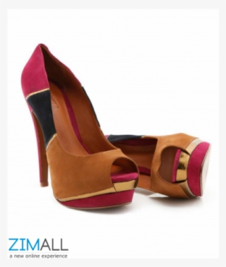 Colour Block Peep Toe Heels Insole Leather Pink - Basic Pump