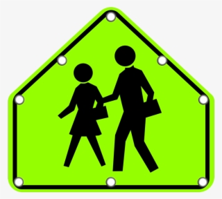 S1-1 Solar School Sign With 8 Blinking Led Light - Two People Walking Road Sign
