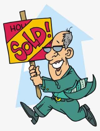 Free Realtor Running With A Sold A Home Sign Vector - Sold Cartoon Images Free